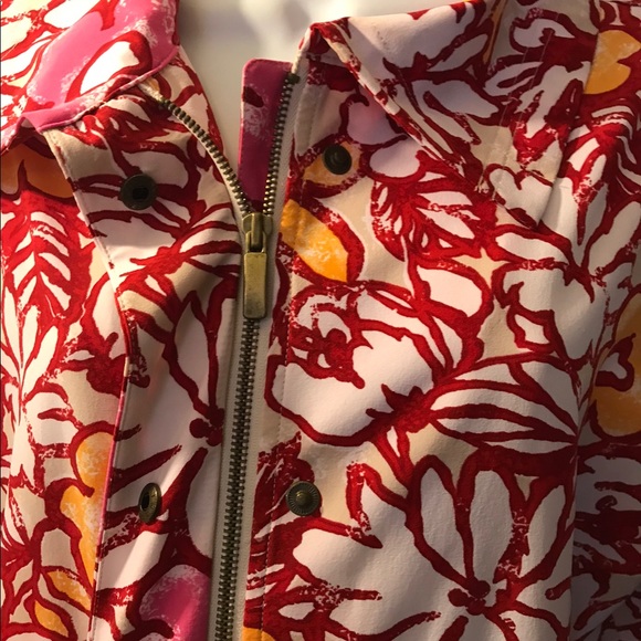 Chico’s ZENERGY Neema Jacket Floral Pink Orange Red White Light Golf Colorful - Picture 6 of 11